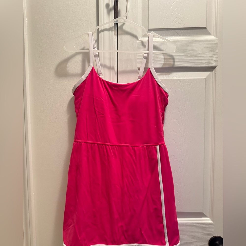 All in Motion Pink and White Mini Dress